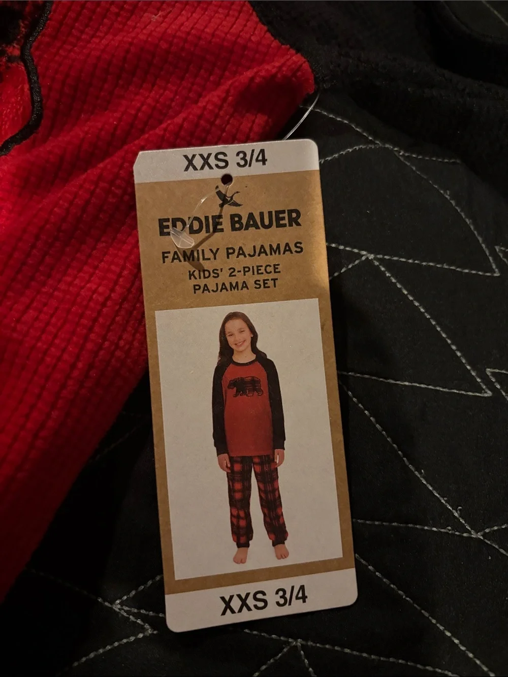 3 sets NWT Eddie Bauer Red Plaid Bear family Pajamas men’s xl, kids xxs, 3m